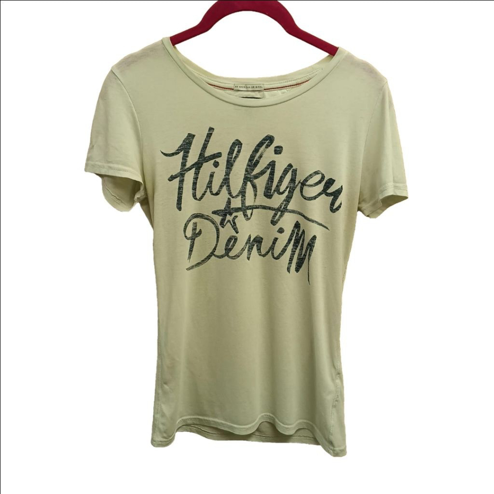 Women's Hilfiger Denim T-Shirt, Size S, Light Seafoam Green/Baby Blue